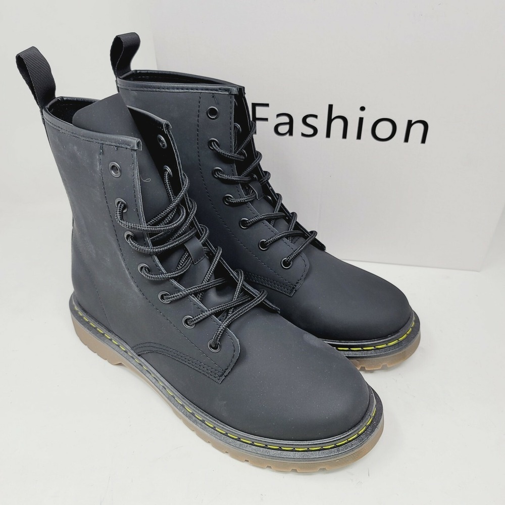 Fashion Womens Combat Boots Sz 9 M matte black Biker